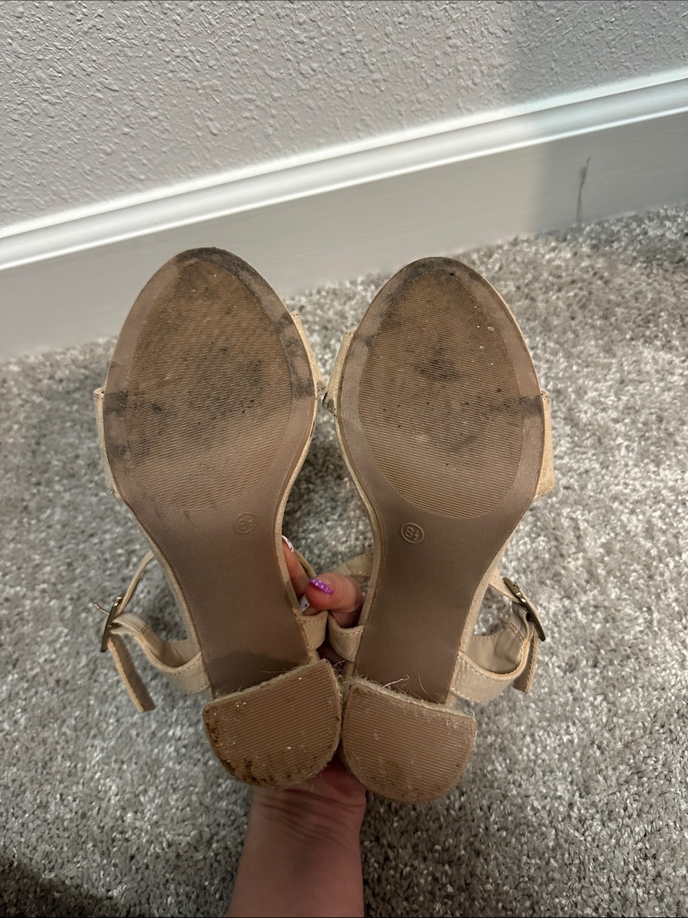 Lulu's Beige Suede Espadrille-Wrapped Block Heel Sandals - Picture 7 of 13